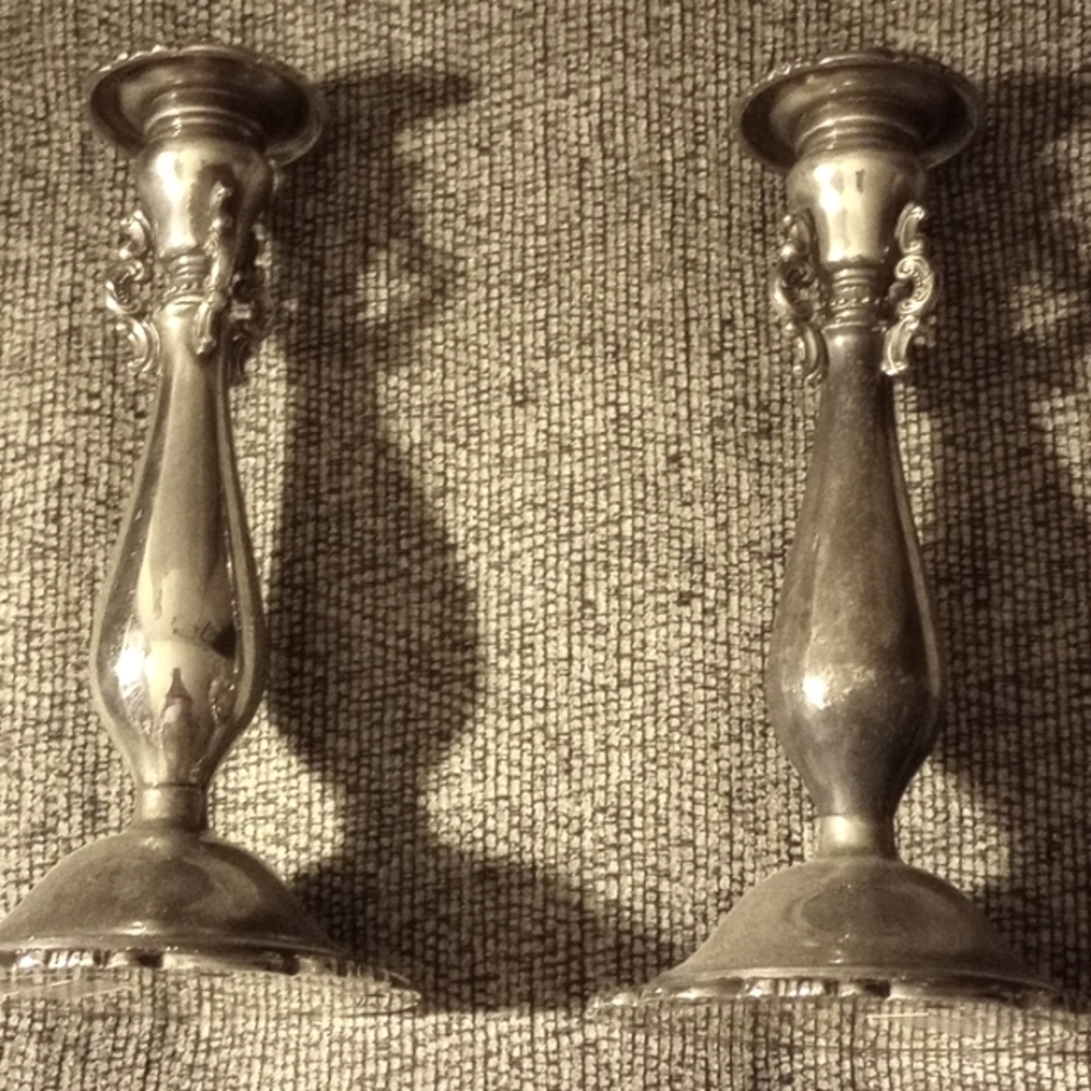 Silver candle sticks 10in tall
